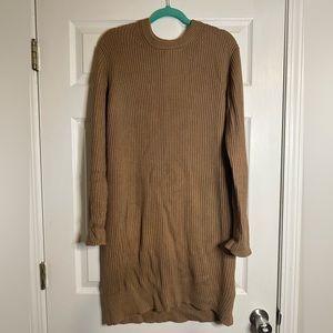 MICHAEL Michael Kors Camel Heavy Knit Long Sleeve Sweater Dress Sz L